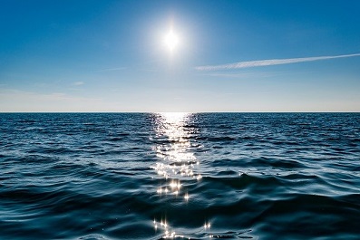 海、水面、光る